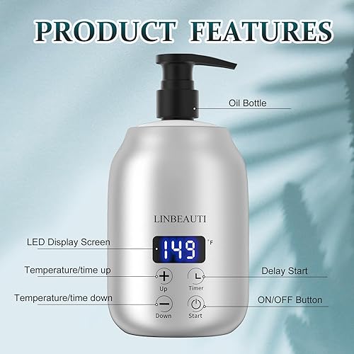 Miniatura 2 de Calentador de aceite de masaje con dos dispensadores de botellas de aceite, calentador de botellas de loción, dispensador eléctrico de loción cálida