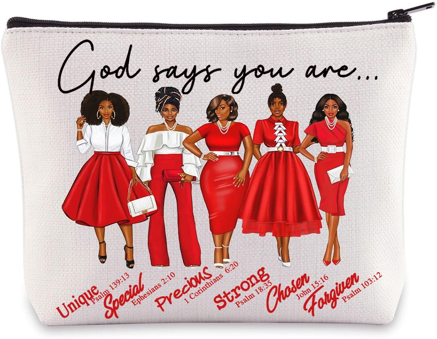 WZMPA Sorority Cosmetic Make up Bag Greek Sorority Gift God Says You Are Sorority Makeup Zipper Pouch Bag Sorority Paraphernalia(God Says Red)