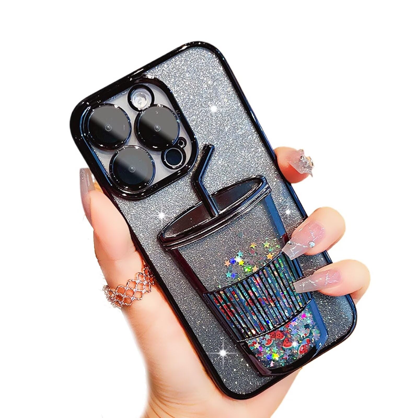 Amazon.co.jp: Yienning 3D キラキラ光るミルクティー型電話ケース
