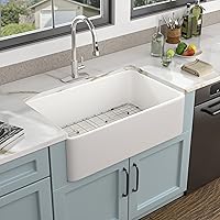 Vista 2 de 36 Farm Sink White - Fulorni 36"x20" Farmhouse Kitchen Sink Flat Apron Front White Ceramic Porcelain Fireclay Deep Single Bowl Farmer Kitchen Sink