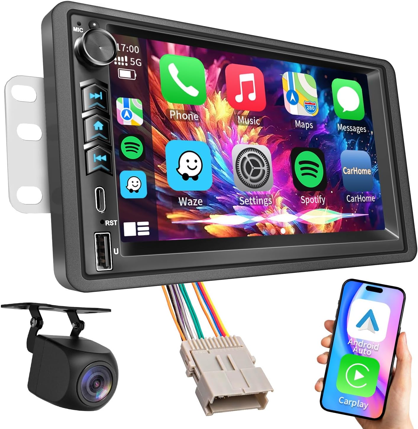 Plug and Play Car Radio Stereo for Chevy Chevrolet Silverado Tahoe 2003-2006, GMC Siera Yukon 2003-2006, Hummer H2, Cadillac, Pontiac Android 15 4+64G Support CarPlay, Android Auto, GPS, Touchscreen