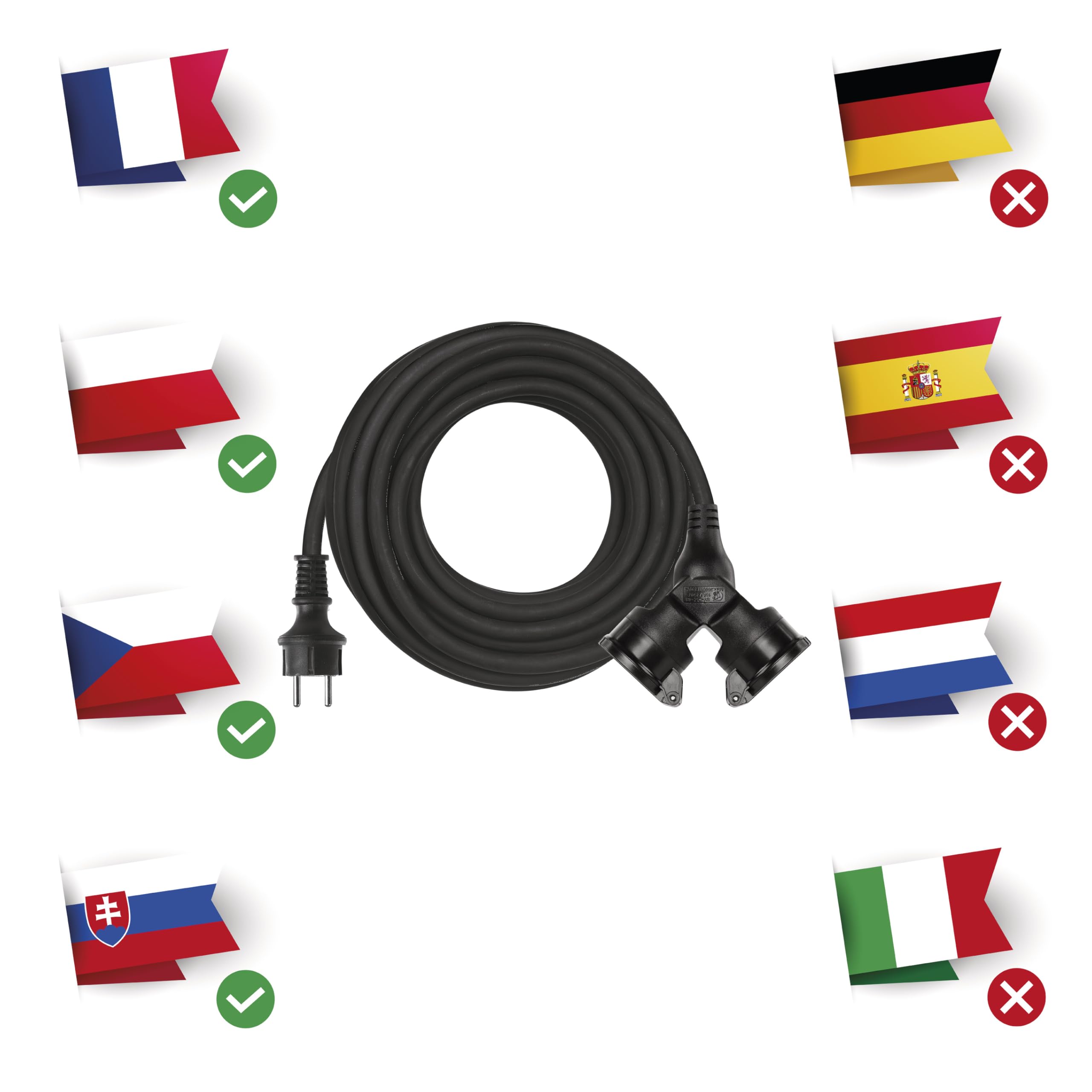 EMOS rallonge IP44 15 m, 2 Prises françaises, extérieur, 16 A 3680 W