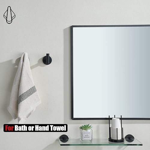 Miniatura 4 de JQK TH100-PB-P2 - Gancho negro para toallas de baño, cocina, garaje, montaje en la pared (paquete de 2), acero inoxidable 304 negro mate, TH100-PB-P2