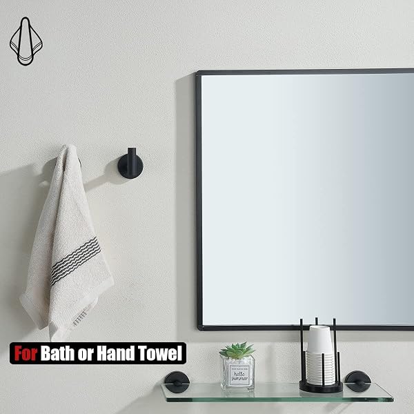 JQK Black Bathroom Towel Hook, Coat Robe Clothes Hook for Bathroom Kitchen Garage Wall Mounted (2 Pack), 304 Stainless Steel Matte Black, TH100-PB-P2 - 4