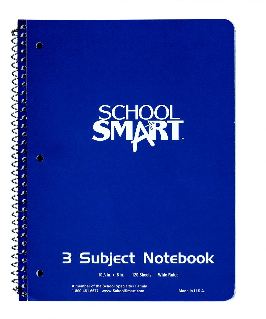 School Smart Spiral Non-Perforated 1 Subject College Ruled Notebook, 11 x 8-1/2 Inches