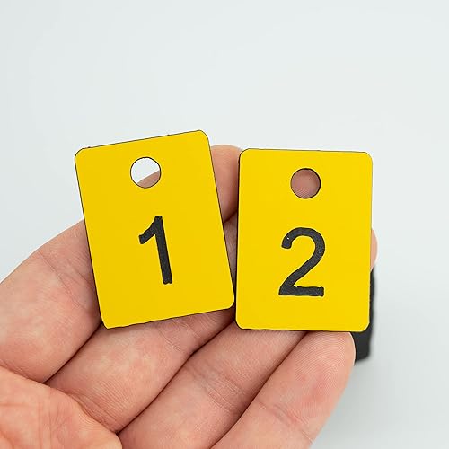 Miniatura 10 de StayMax Etiquetas numeradas de plástico, etiquetas rectangulares para números de llave, disco con agujero (1-100, blanco)