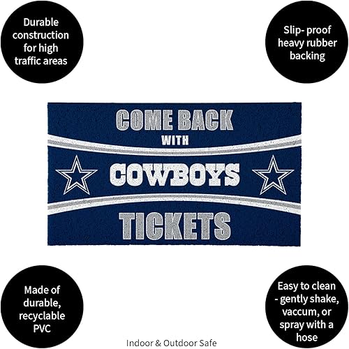 Miniatura 4 de Team Sports America NFL Dallas Cowboys | Entrada interior y exterior | 28 x 16 pulgadas | Parte trasera antideslizante | Tapetes de bienvenida |