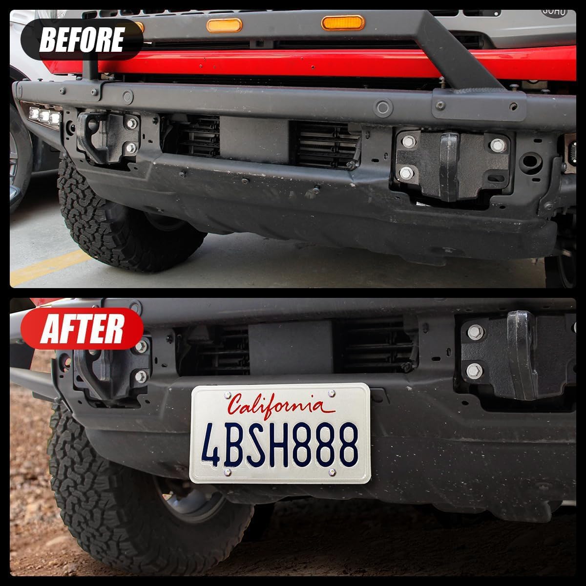 Front License Plate Bracket Compatible with Ford Bronco Accessories 2/4-Door 2025 2024 2023 2022 2021, License Plate Mounting Holder Frames Fit for Bronco Heavy-Duty Modular Bumper