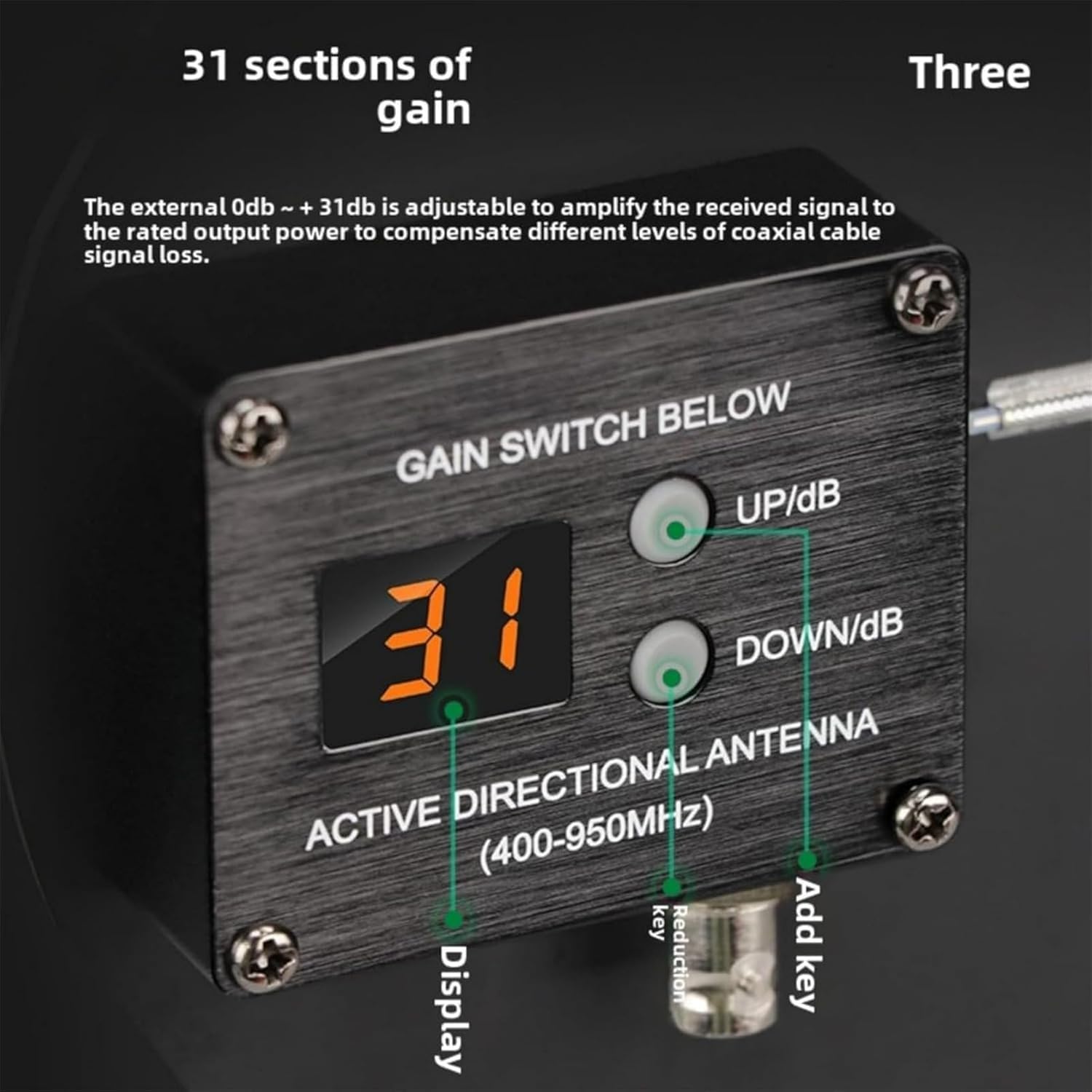Combinatore di antenna wireless, 8 uscite + 2 porte a cascata, antenna direzionale attiva, amplificatore di segnale per microfoni wireless, portata 1000 m