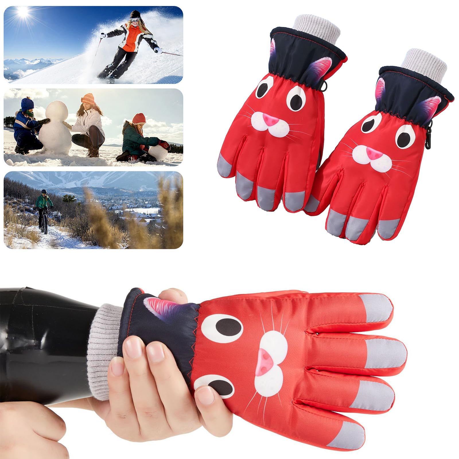 QKURT Ski-handschoenen voor kinderen, dikke warme winterhandschoenen, winddichte sneeuwwanten voor kinderen, koud weer, sleehandschoenen, snowboardhandschoenen, schaatshandschoenen, voor kinderen van QKURT Ski-handschoenen voor kinderen, dikke warme winterhandschoenen, winddichte sneeuwwanten voor kinderen, koud weer, sleehandschoenen, snowboardhandschoenen, schaatshandschoenen, voor kinderen van