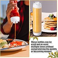 Vista 6 de Roshtia 16 botellas de 16 onzas, botella exprimible de plástico invertido para salsa, dispensador de salsa autosellante recargable, para líquidos