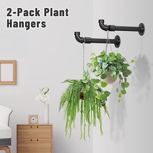 Miniatura 2 de NiHome 2 soportes colgantes de plantas para interiores y exteriores, patios, cubiertas, vallas, paredes, ganchos inoxidables para cestas, linternas,
