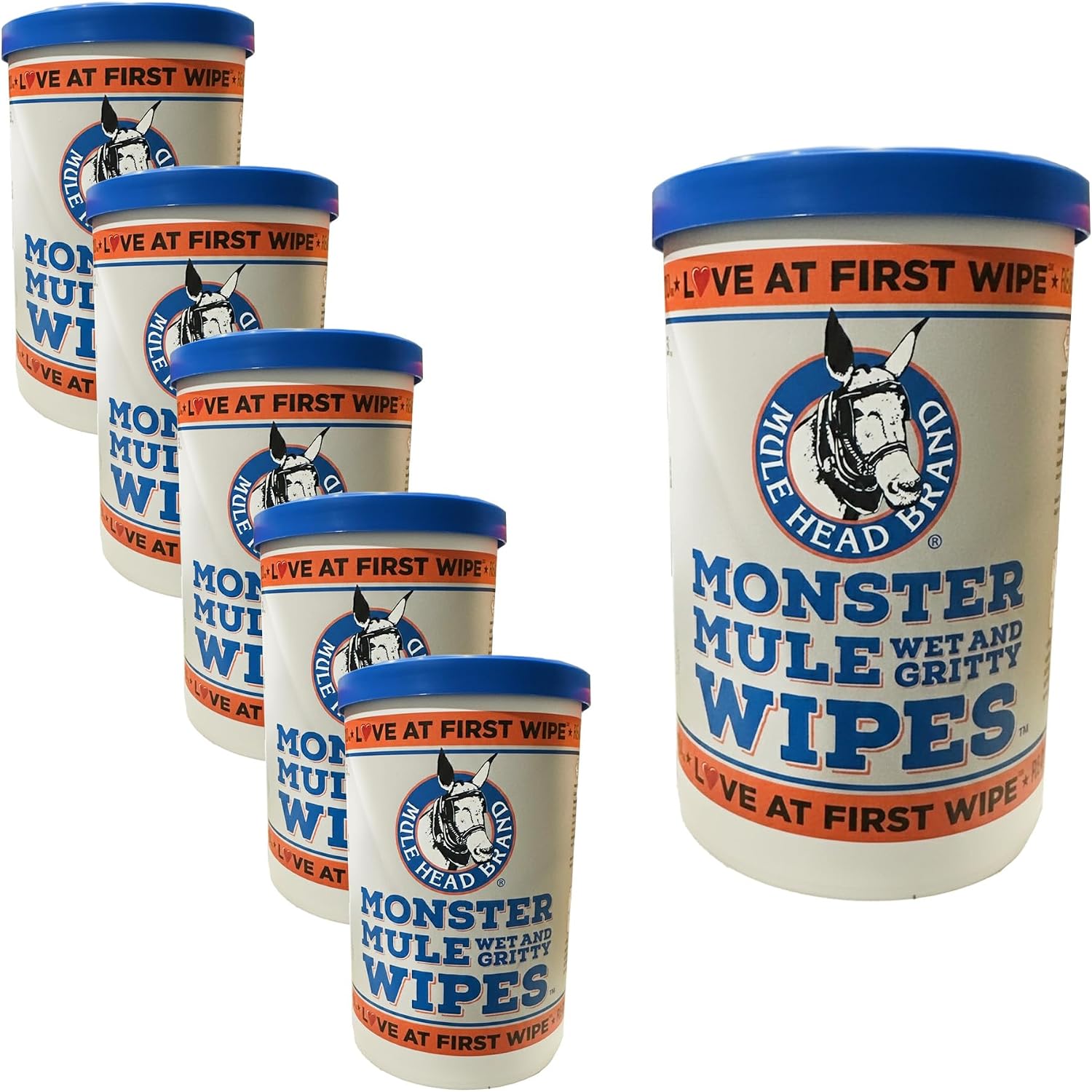Monster Mule Wipes – Double-Sided Wet & Gritty Heavy Duty Cleaning Wipes for Grease, Oil, Adhesive, Paint & More – 72 Count, 10" x 12" Extra Large