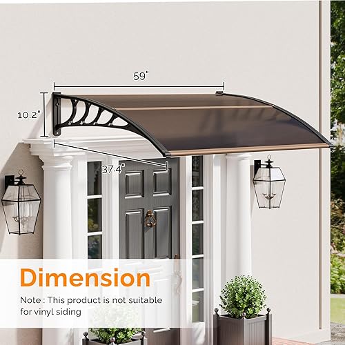 Vista 83 de VINGLI - Toldo para puerta y ventana para exteriores, 30 x 40 pulgadas, cubierta de policarbonato para puerta de patio, para protección del sol