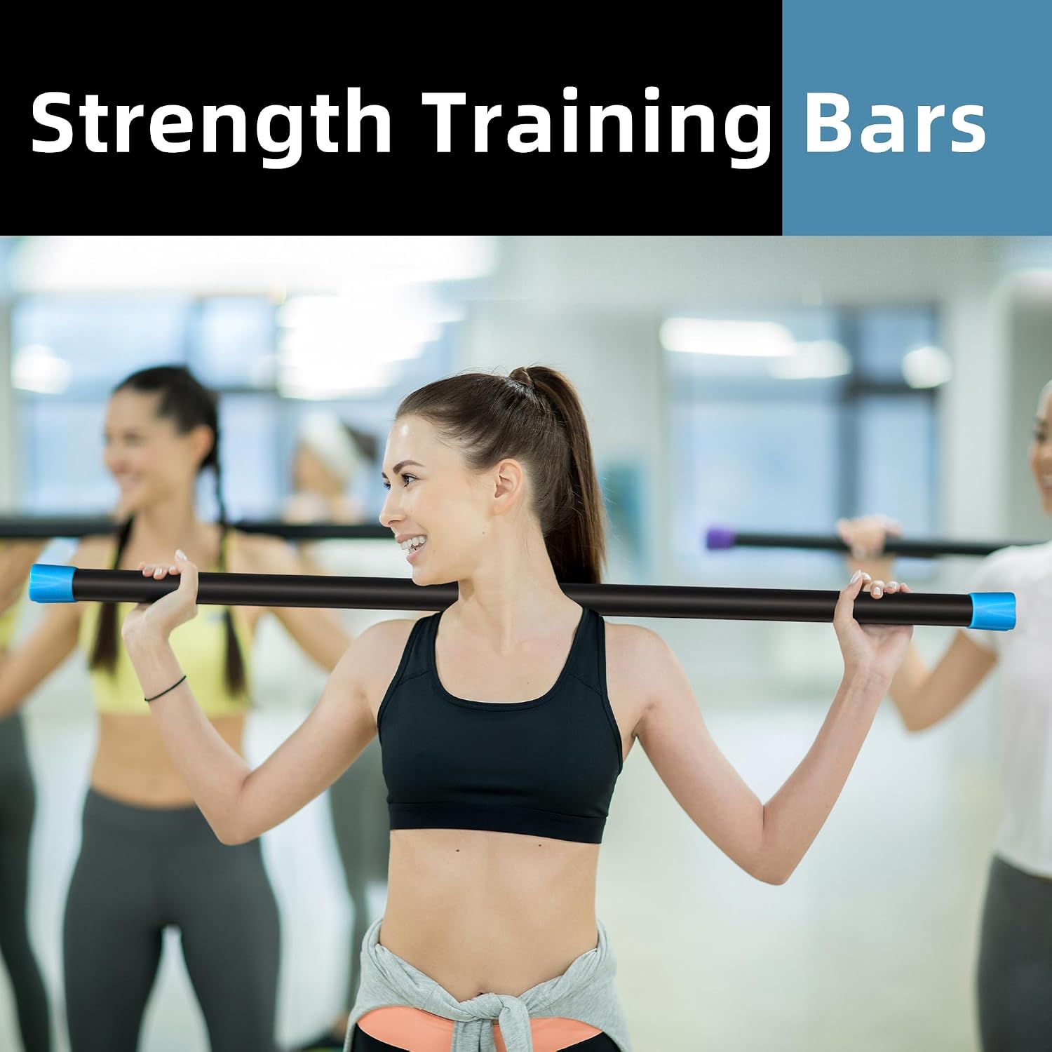 Signature Fitness Total Body Workout and Exercise Weighted Bar with Padded Grip Handle and Steel Core for Fitness and Recreation, Multiple Colors and Sizes, 3 Pack