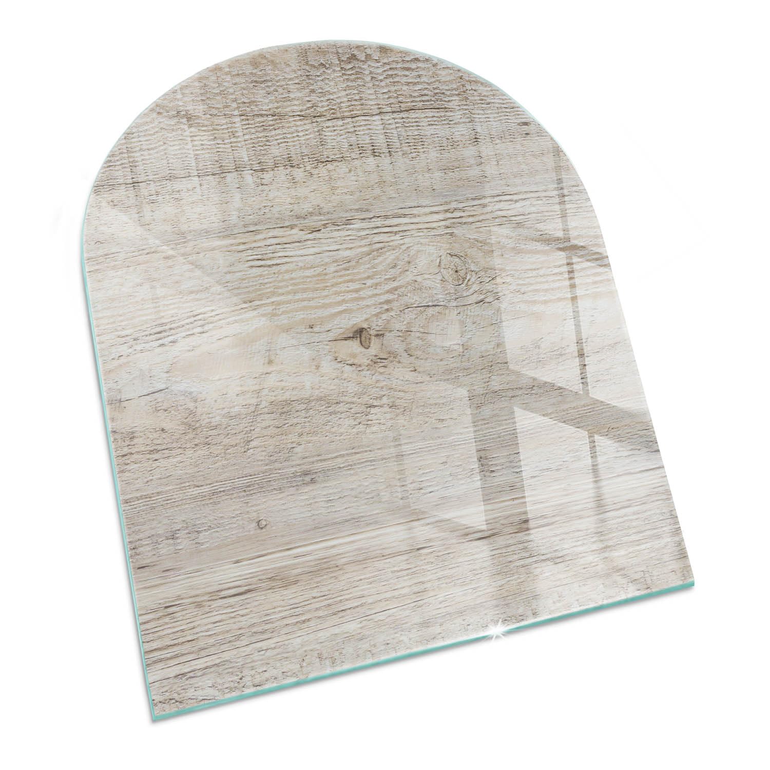 Verre Trempé pour Cheminée 80x70 cm Plaque de Protection Contre les Étincelles pour Poêle Résistant à la Chaleur Arc Protecteur de Sol Imprimé Élégant - Texture bois clair