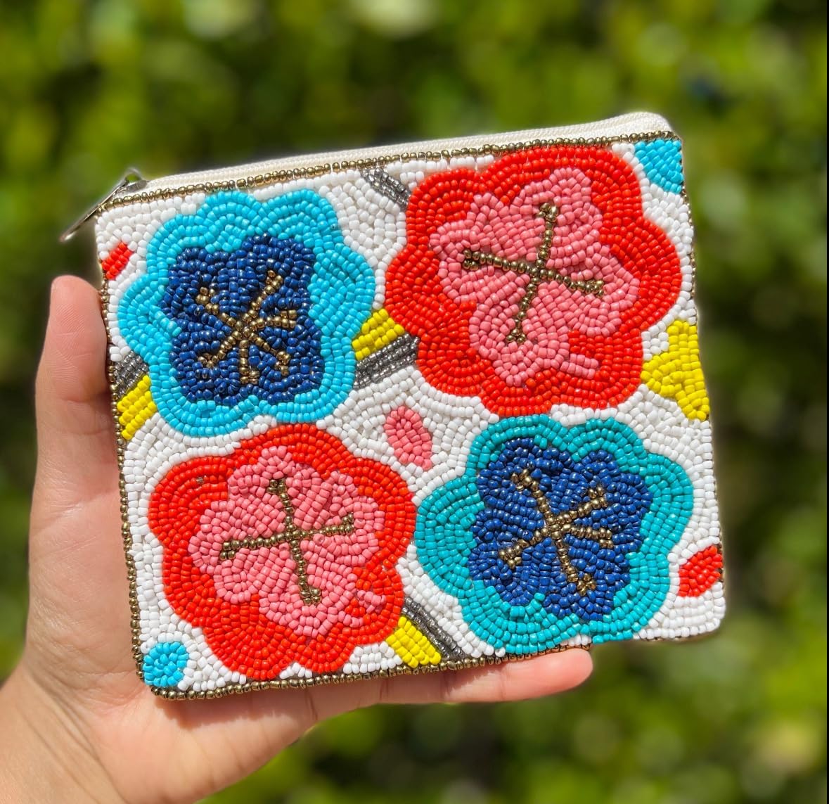 Generic Floral Coin Purse Pouch, Cute Coin Purse, Beaded Purse, Summer Coin Purse, Best Friend Gift, Boho Bags, Wallets for Her