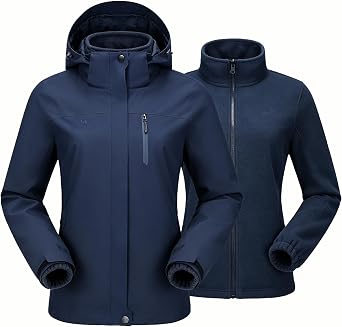 CAMEL CROWN Womens 3-in-1 Waterproof Ski Jacket Windproof Winter Coat Fleece Inner Snow Snowboarding Jacket Outdoor