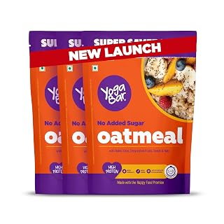 Yogabar Oatmeal | No Added Sugar | Rolled Oats with Fruits, Seeds & Nuts | High Protein & Fibre | Super Saver 1kg Pack of 3 | Ready in 5-8 Mins | Healthy Breakfast