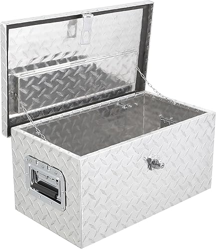 Miniatura 9 de Garvee Caja de herramientas de aluminio con placa de diamante de 20 pulgadas con cerradura y llaves, organizador de almacenamiento de camiones