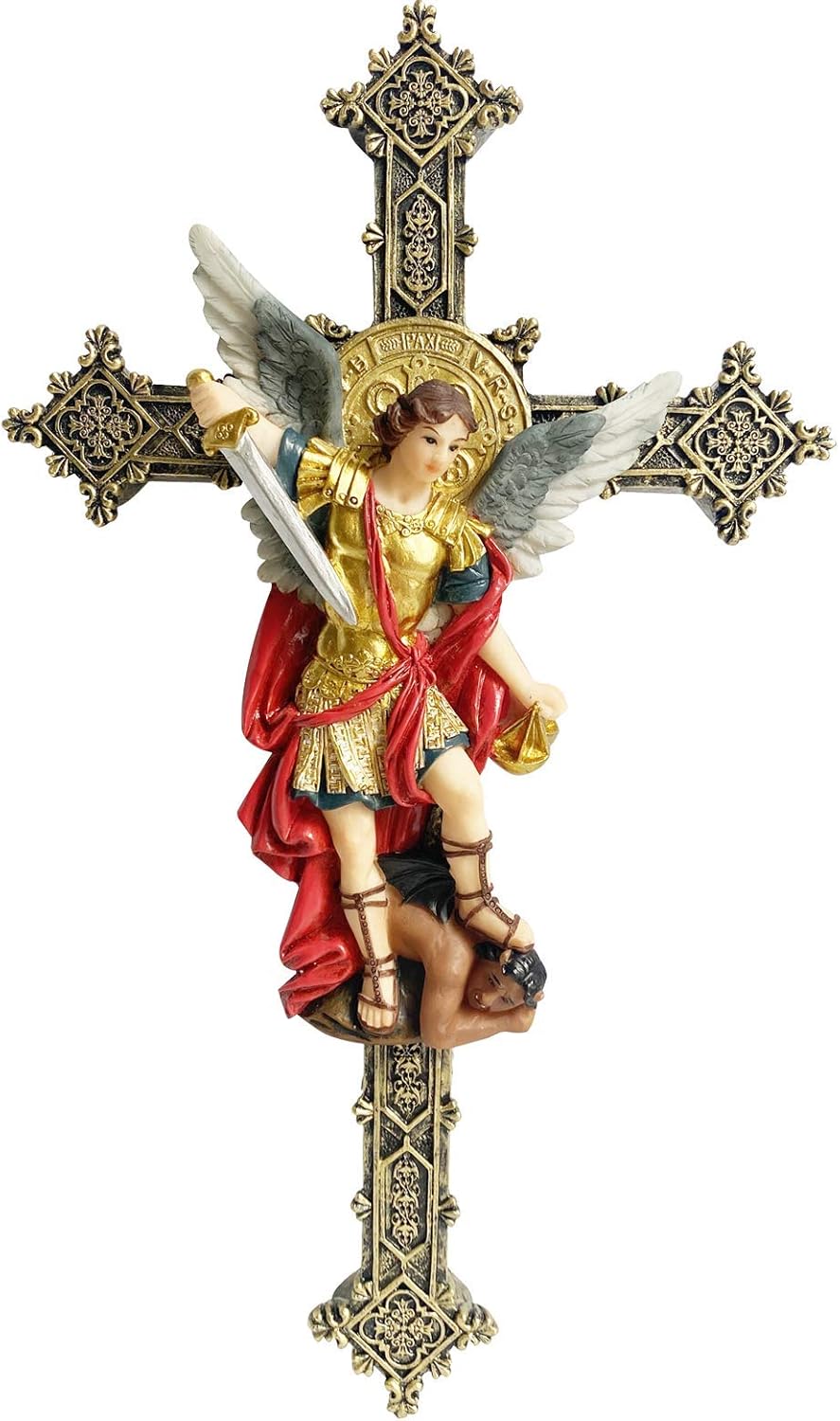 Annie's Boutique San Miguel Wall Mounted Resin Catholic Cross Wall St Michael Crucifix Home Decoration (12 Inches)