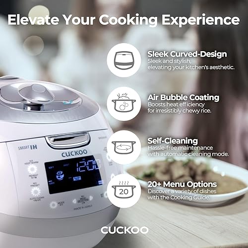 Miniatura 3 de Cuckoo Cocina de arroz a presión eléctrica de inducción 6 tazas color blanco