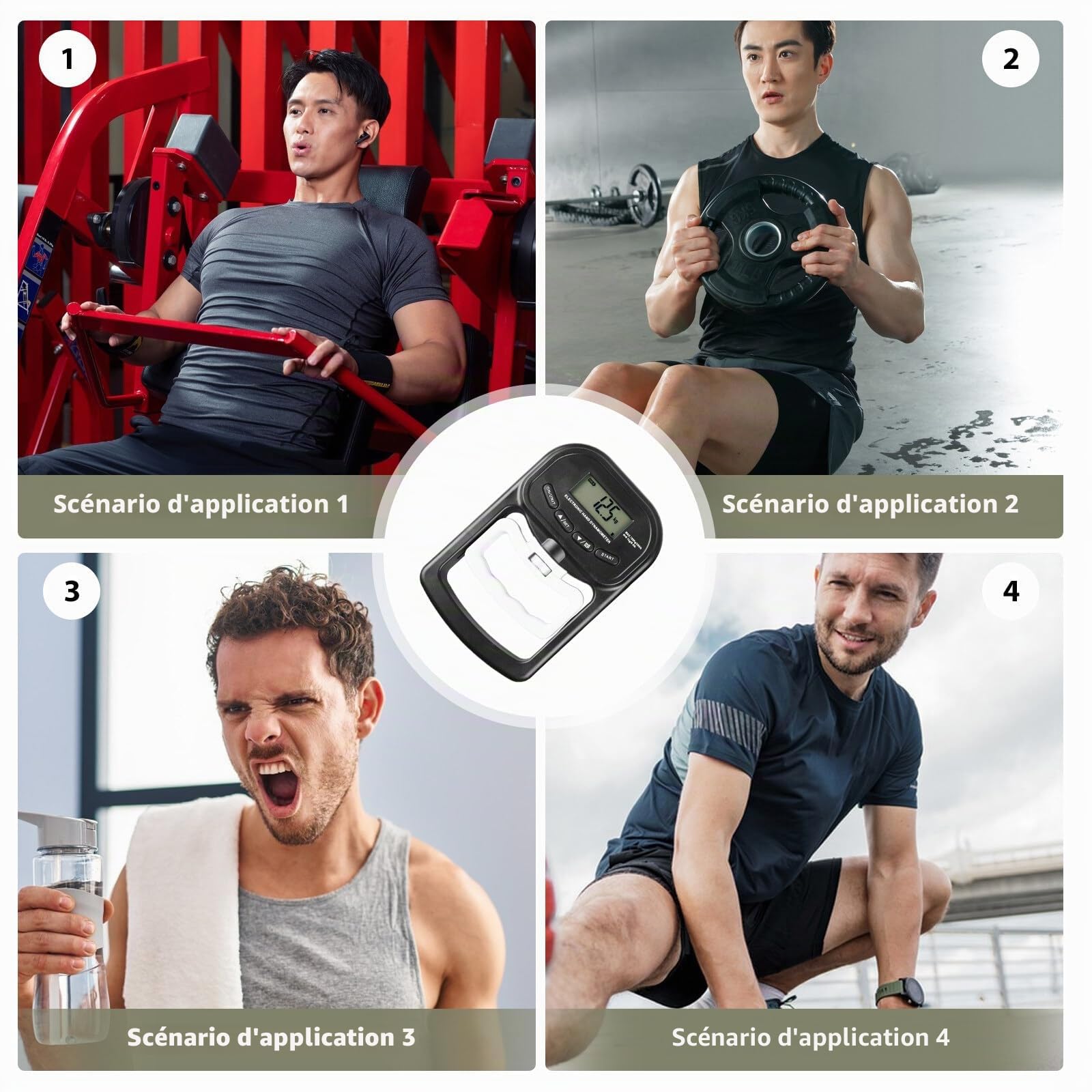 Dynamomètre numérique 180 kg appareil de mesure électronique écran LED entraînement USB intelligent et sensible (noir)