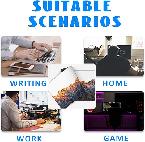 Miniatura 7 de Alfombrilla de escritorio, montañas al atardecer extendida para mouse para juegos, grande, 35.4 x 15.7 pulgadas, con base antideslizante y borde