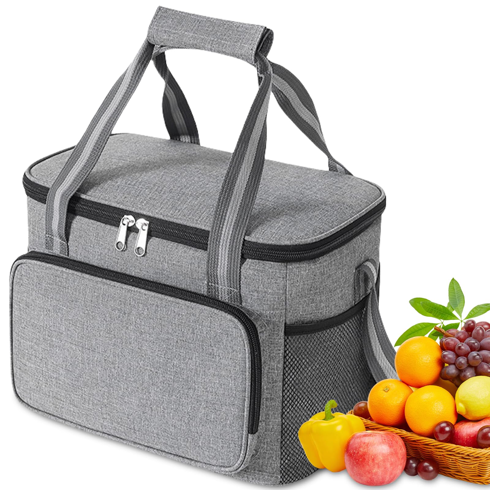 Bolsa isotérmica plegable de 15 litros, bolsa térmica para bebidas, resistente al agua, resistente al calor, bolsa de la compra, picnic para trabajo, escuela, excursión, pícnic, camping, senderismo,