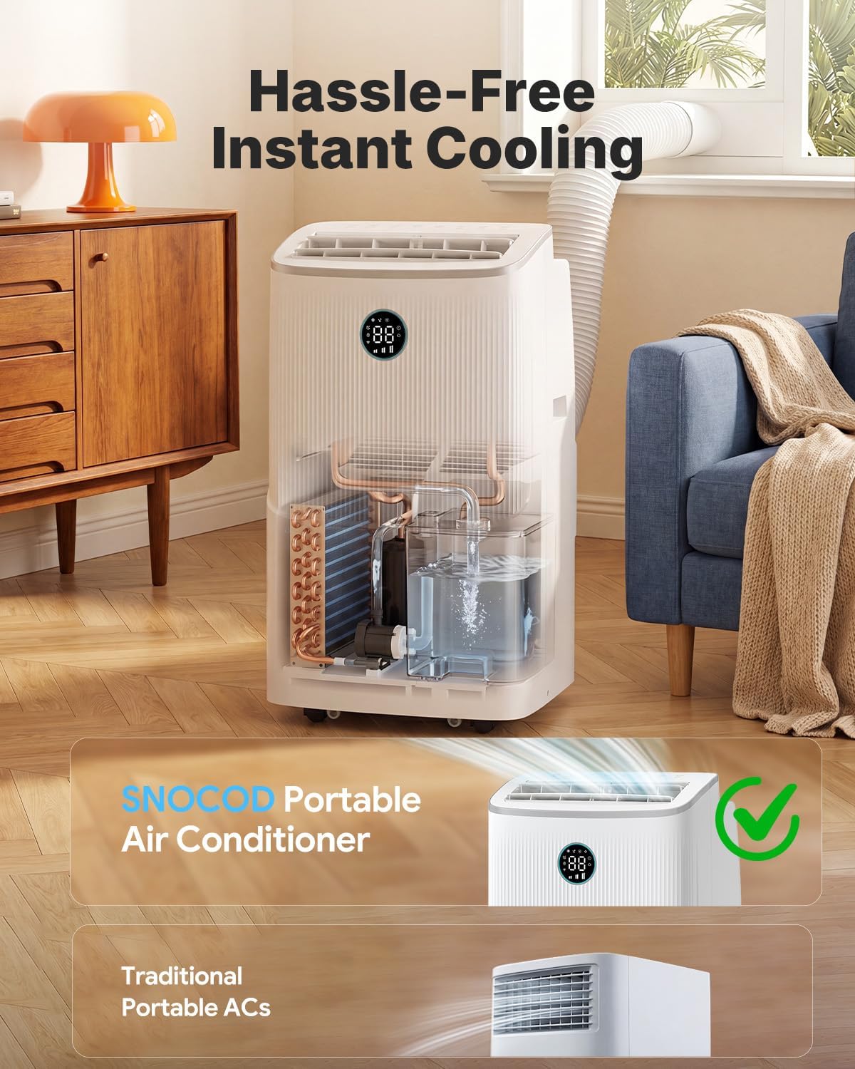 16000 BTU Portable Air Conditioners, Cools Up To 780 Sq. Ft., 5-In-1 Smart AC Unit With WiFi App, Remote, Fast Cooling, Dehumidifier, Fan, Sleep Mode, 24H Timer And Window Kit,Upgraded Clean White thumbnail
