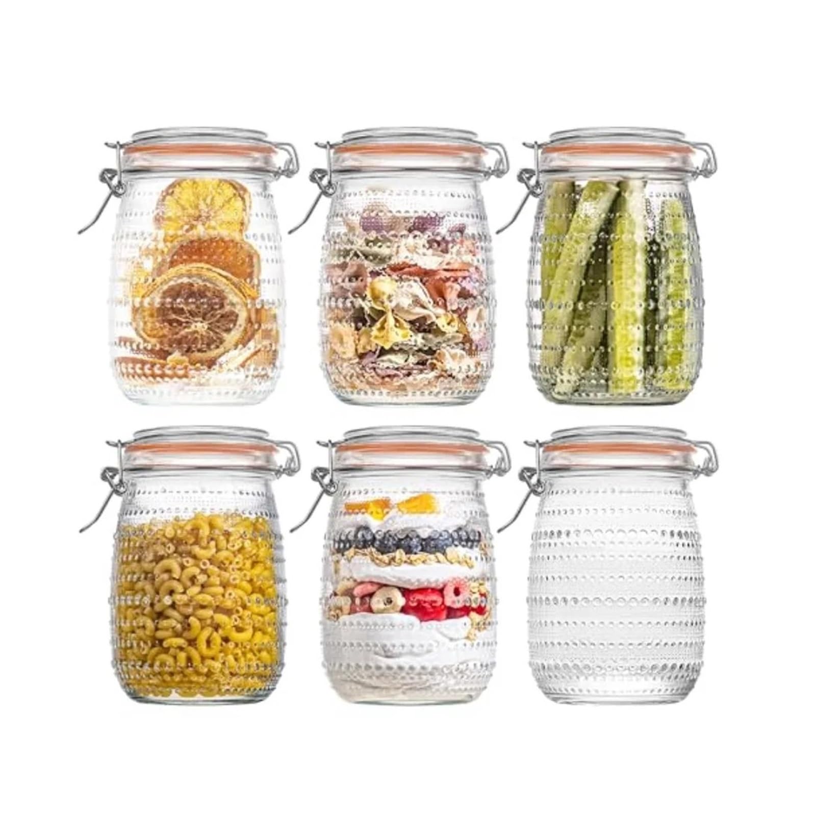 ZNJAMN 6 Pack Glass Mason Jars With Airtight Lids Wide Mouth Canning With Clip Top For Kitchen Storage Pickling Salad for Pickling