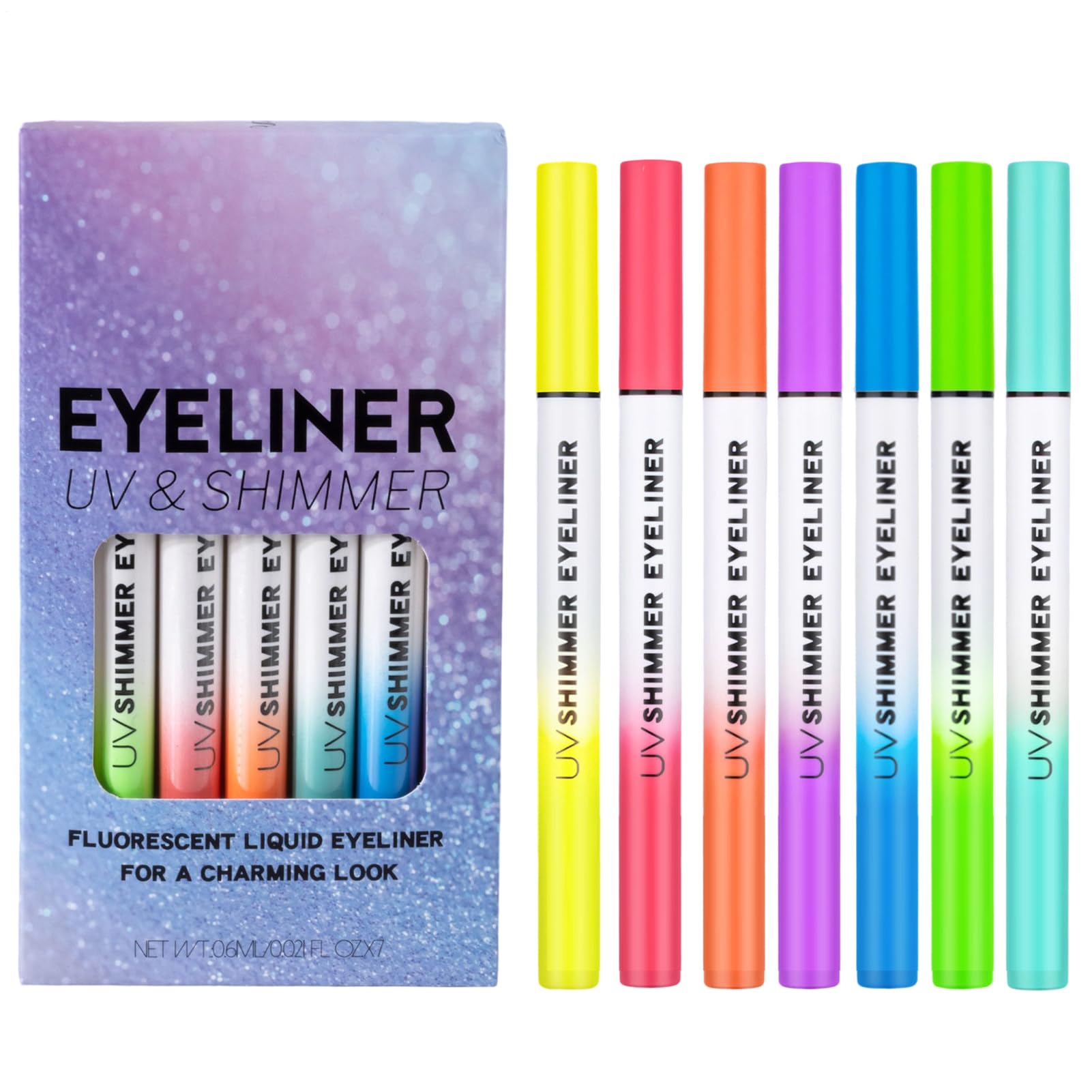 Eyeliner Fosforescenti Penna Trucco Eyeliner Gel Liquido Naturale Brillante | Occhi Impermeabile con Glitter e Tratto Liscio Set Donna 6 Pezzi per Performance Live, Dance, Quotidiano, Festa