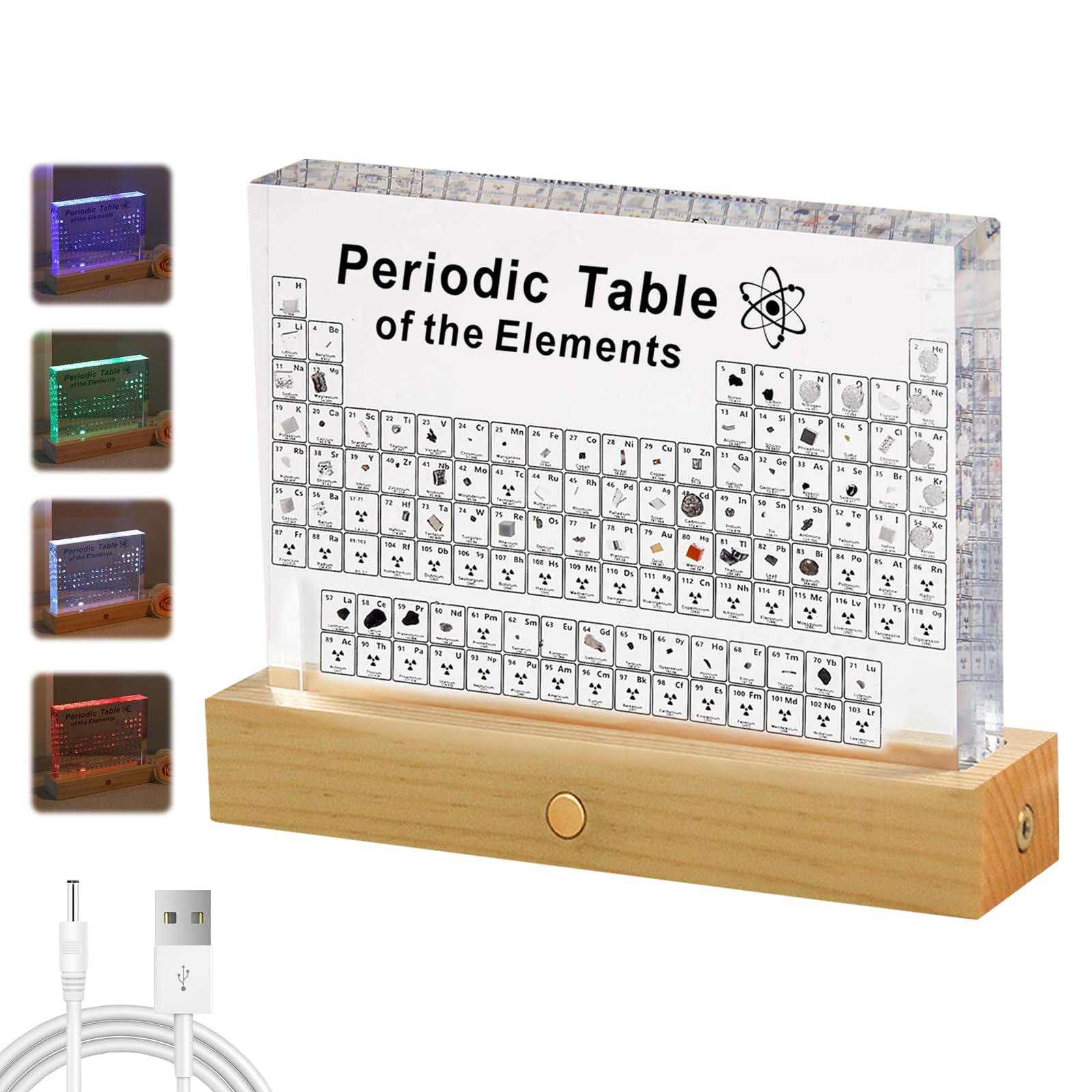 Btstil Periodic Table Display with Real Elements, Acrylic Periodic Table of 83 Elements, Samples Periodic Table Display Gift for Students Teachers Kids Students Crafts Decoration