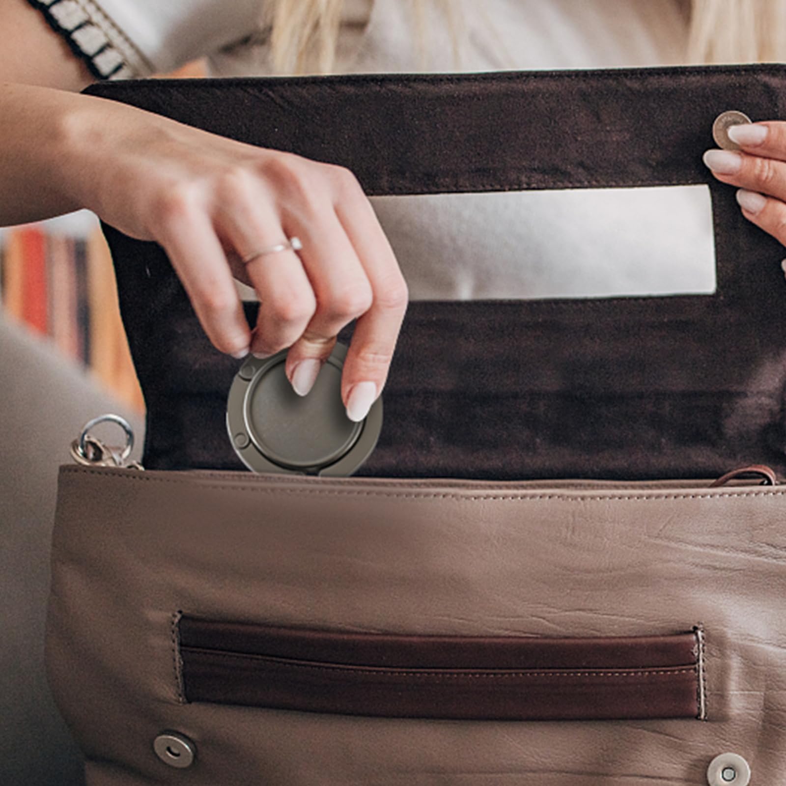Gancio Per Borse Da Tavolo Pieghevole - In Lega Di Alluminio, Portatile Per Ristoranti O Scrivanie, Nero - Foto 9