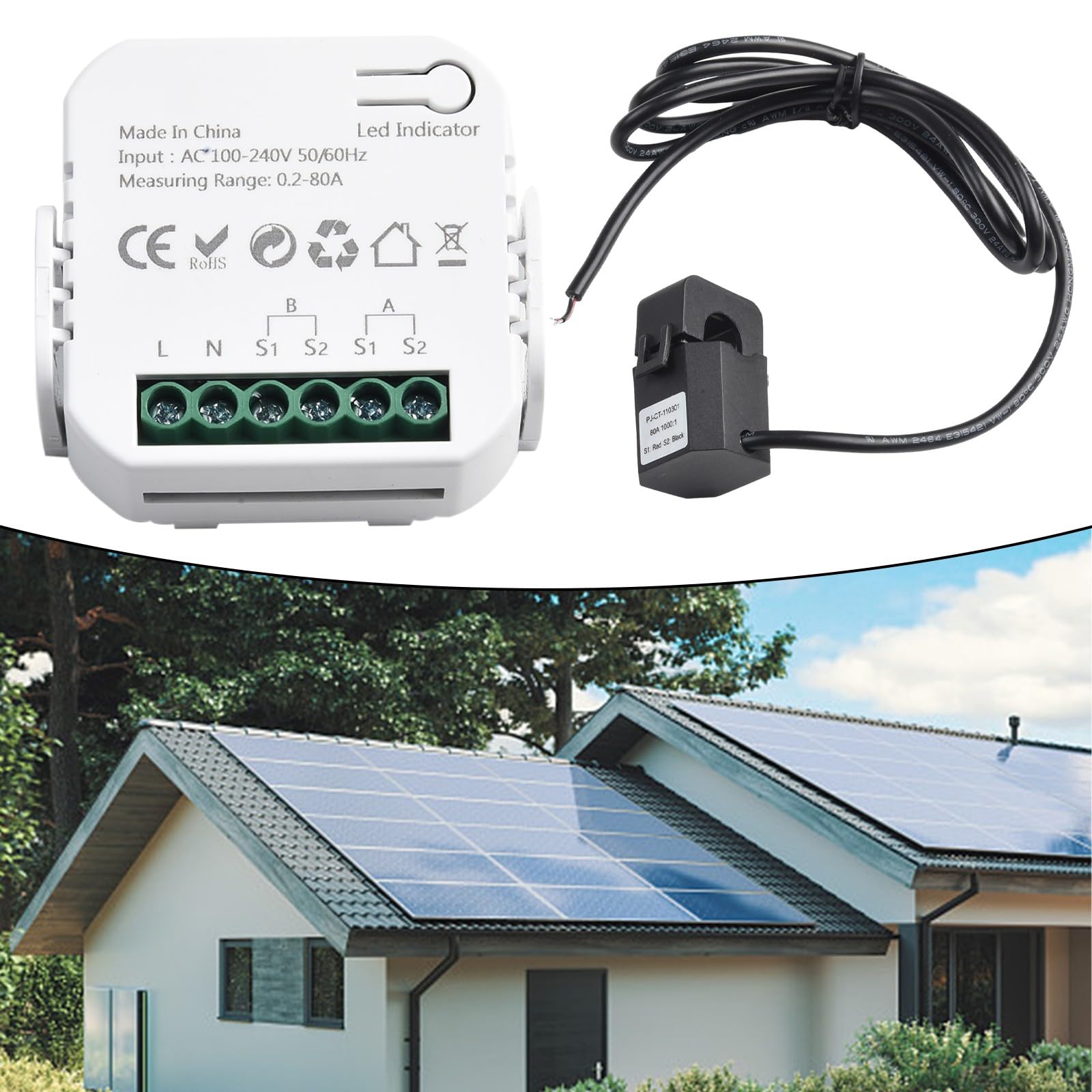 EasyByMall Tuya - Medidor de energía inteligente, monitor de energía bidireccional de 2 canales, medidor de electricidad WiFi con abrazadera CT para gestión de energía en el hogar