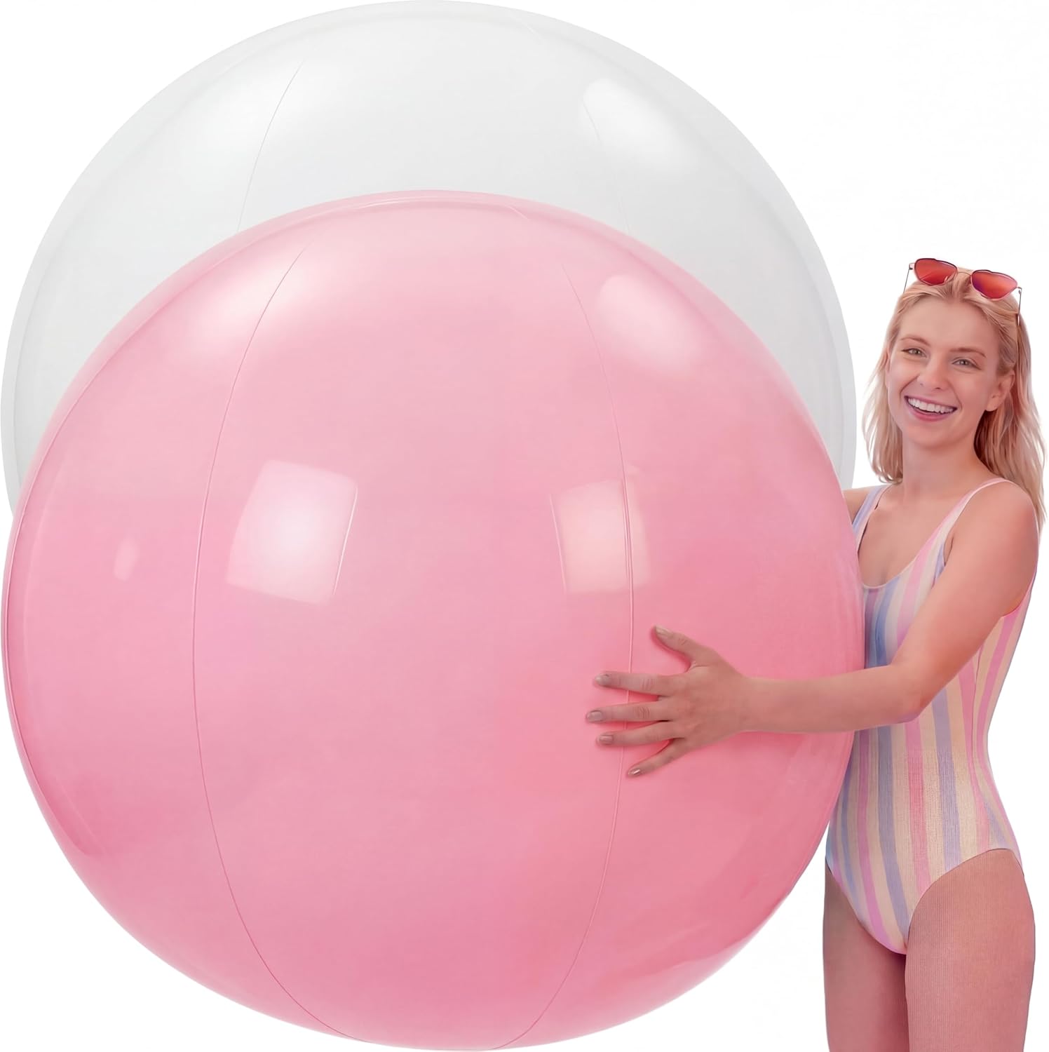 Tradder 2 Pcs 60 Inch Giant Inflatable Beach Ball Large Pastel Inflatable Float Jumbo Pool Playground Balls for Adults Summer Outdoor Water Pool Beach Party Favor