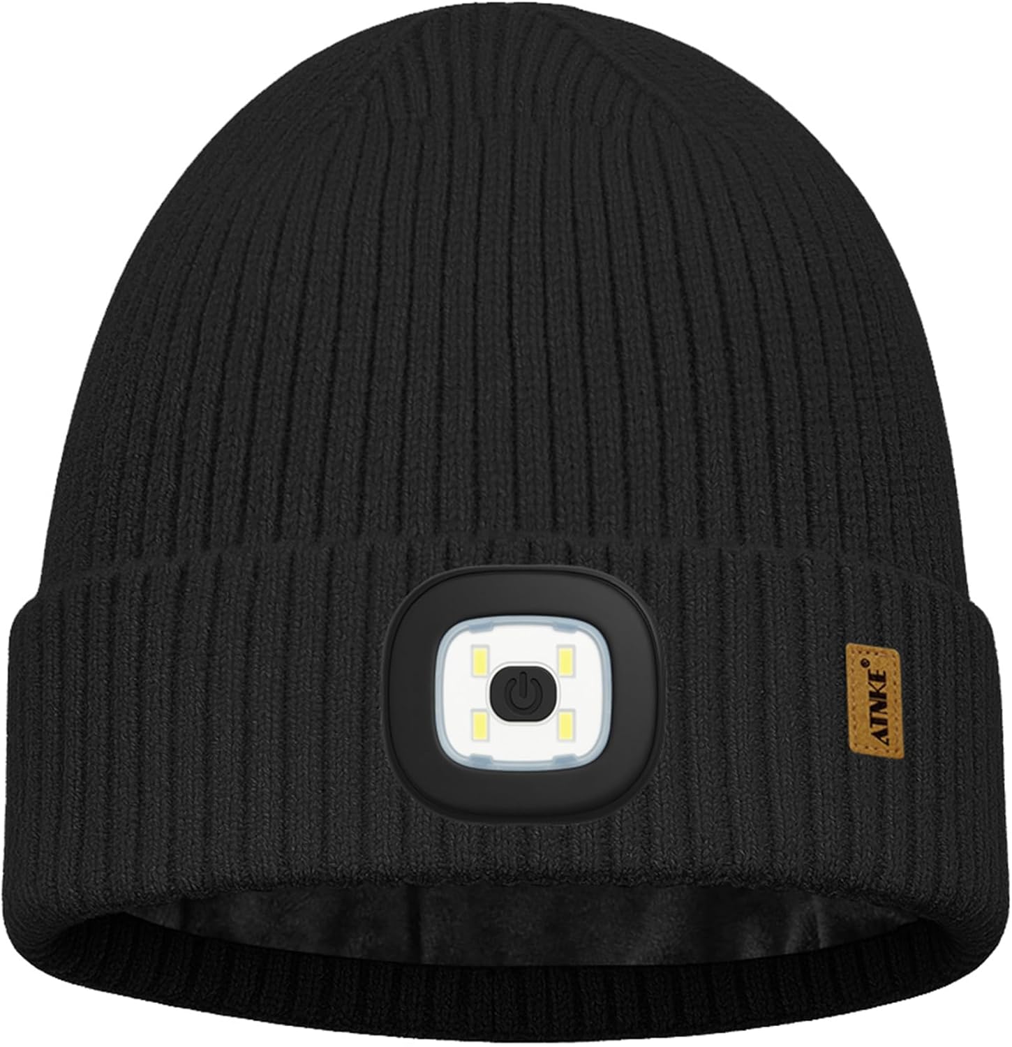 ATNKE LED Lighted Lined Fleece Beanie Cap,USB Rechargeable 4 LED Running Headlamp Hat with Light Gifts for Men and Women - Image 2