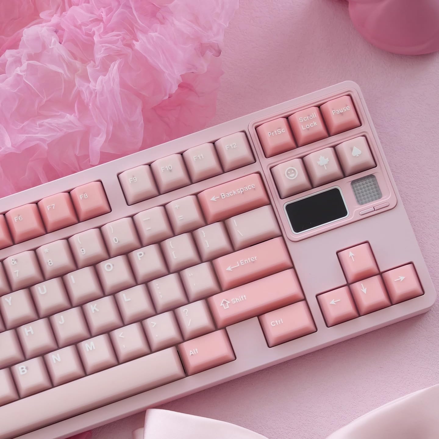 Sumgsn 164 Keys PBT Doubleshot Keycaps Cherry Profile Sakura Pink Translucent Keycaps Set Fit for 61/64/87/104/108 Cherry Mx Switches Mechanical Keyboard