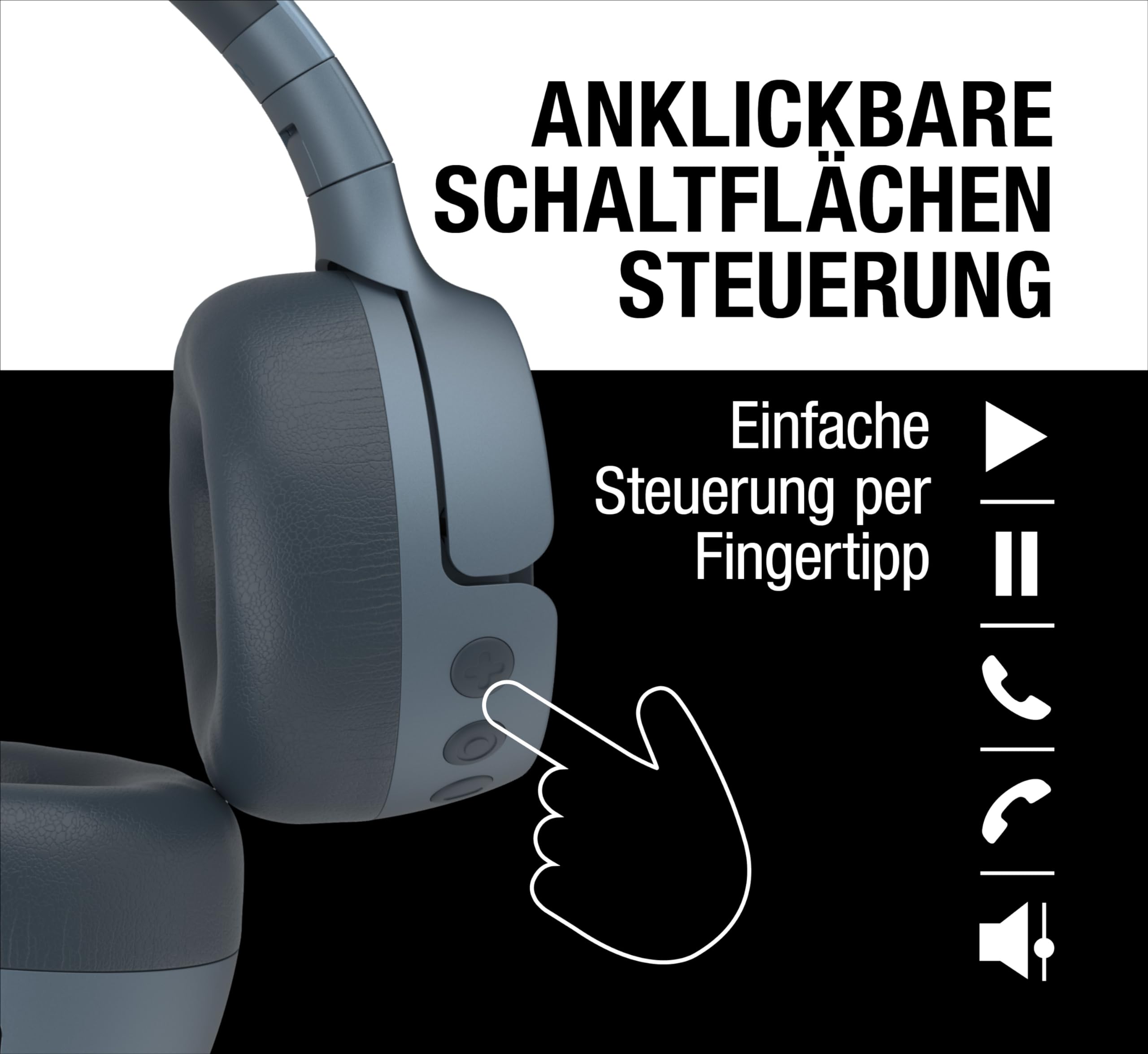 Fresh 'n Rebel Code Fuse, słuchawki nauszne Bluetooth, bezprzewodowe, 30 godzin odtwarzania, z mikrofonem i asystentem głosowym, regulacją głośności i przyciskami odtwarzania/pauzy, składane (Dive