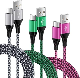 Ouorkee USB Type C to A Cable, [3Pack/9FT+6FT+6FT] 2.4A Fast Charging Long Android Charge Cable Phone Charger Braided Lead for Samsung Galaxy S23 S22 S21 S20 A13 A53 S10 Note 20 10 9 Moto