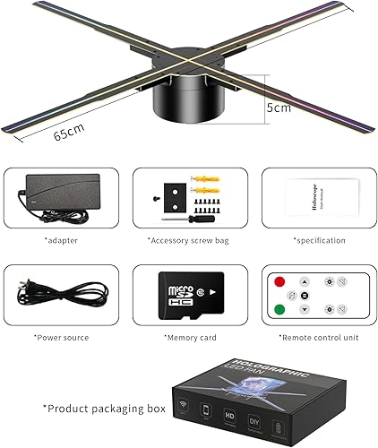 Miniatura 23 de Ventilador holográfico 3D con control remoto/WIFI/APP, ventilador holográfico de 16.5 pulgadas, resolución de 1024 x 800PX, 244 cuentas LED HD