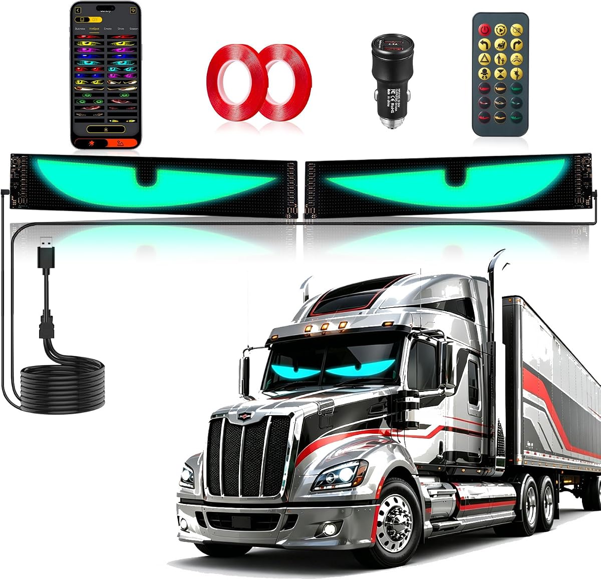 Led Eyes for Car Windshield 2PCS