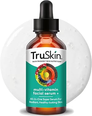 TruSkin Facial Serum with 11 Plant-Derived Vitamins & Minerals for Radiant, Healthy-Looking Skin - Powerful Antioxidants and Nourishing Vitamins for Skin Nutrition, 1 fl oz