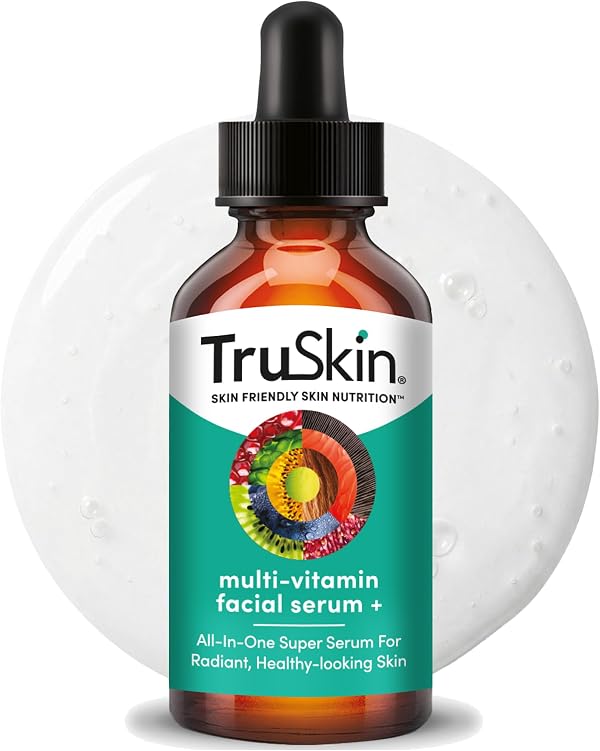 TruSkin Facial Serum with 11 Plant-Derived Vitamins & Minerals for Radiant, Healthy-Looking Skin - Powerful Antioxidants and Nourishing Vitamins for Skin Nutrition, 1 fl oz