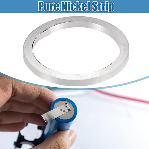 Miniatura 2 de A ABSOPRO Tira de níquel puro para automóvil, 99.6% níquel, 0.005 x 0.197 in, pestañas de níquel de 32.8 pies para pestaña de soldadura 18650 para