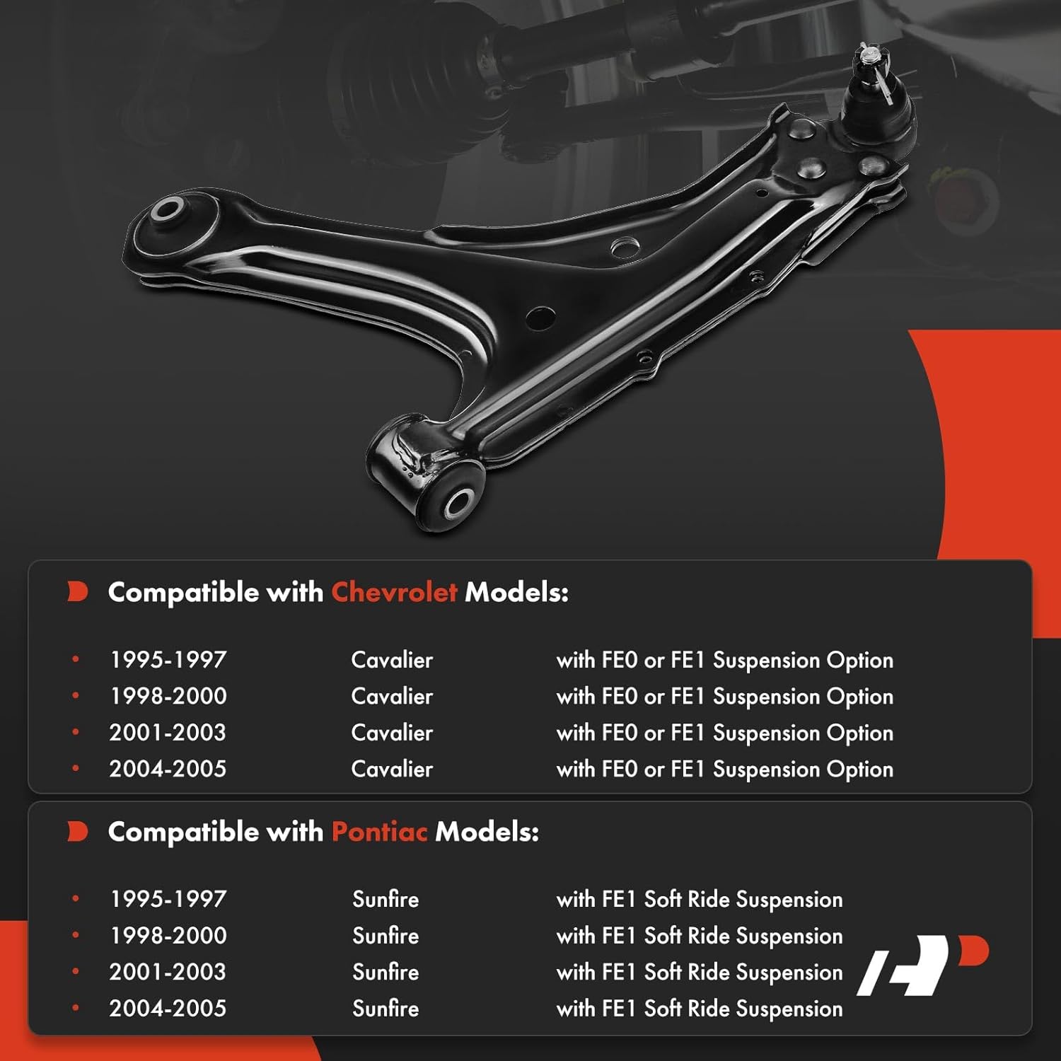 A-Premium Front Left Lower Control Arm, with Ball Joint & Bushing, Compatible with Chevrolet Cavalier 1995-2005, Pontiac Sunfire 1995-2005