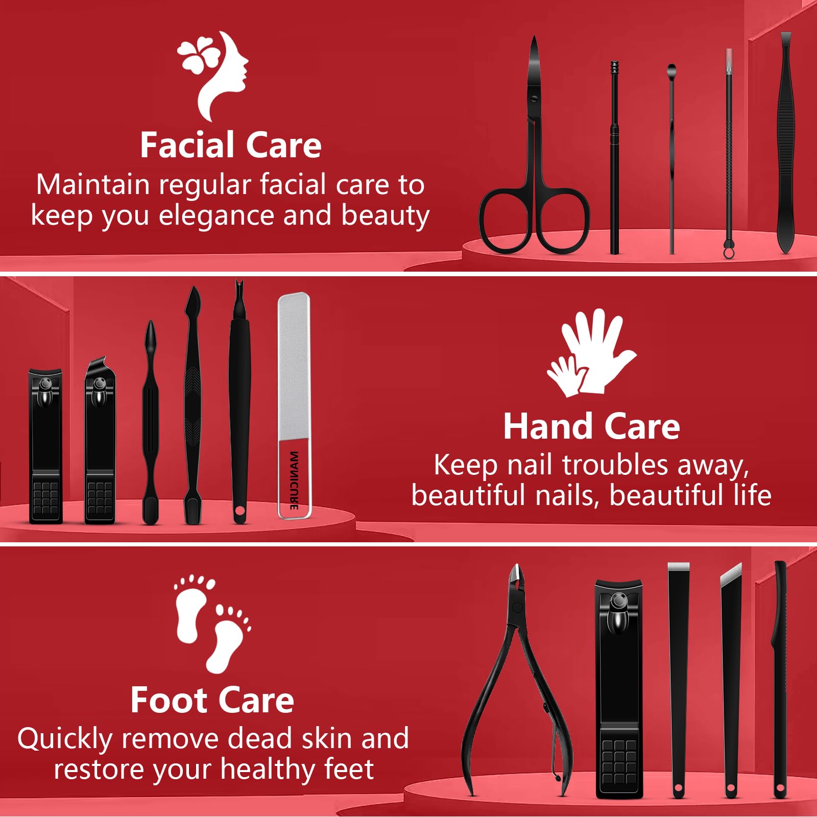 Manicure Set Pedicure Kit, 16 Pcs Stainless Steel Nail Clippers Set - Image 2