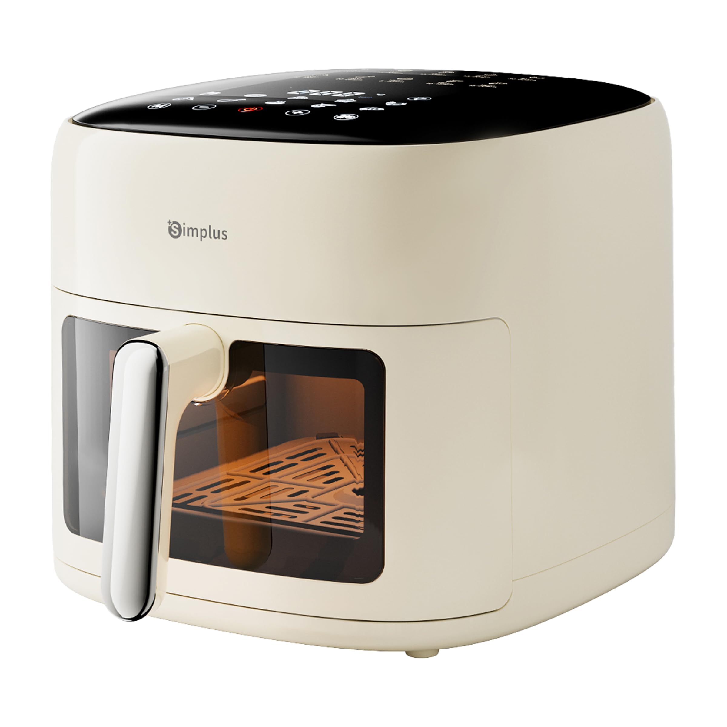 SIMPLUS Heißluftfritteuse 6,5 L, Airfryer XL mit Sichtfenster, 1500 W, extra schlankes Design, Touchscreen mit 10 Programmen, 80–200 °C, Antihaftkorb, fettarm & schnell