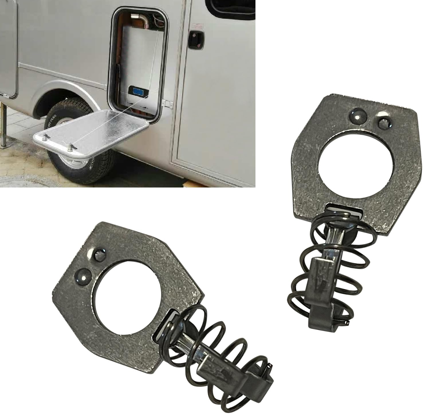 2 Pcs RV Water Heater Latch Twist Cam Lock, 1.5 Inches Durable Metal Camper Door Latch Assembly with Spring, Suitable for Most Cars, RVs, Campers (Silver)