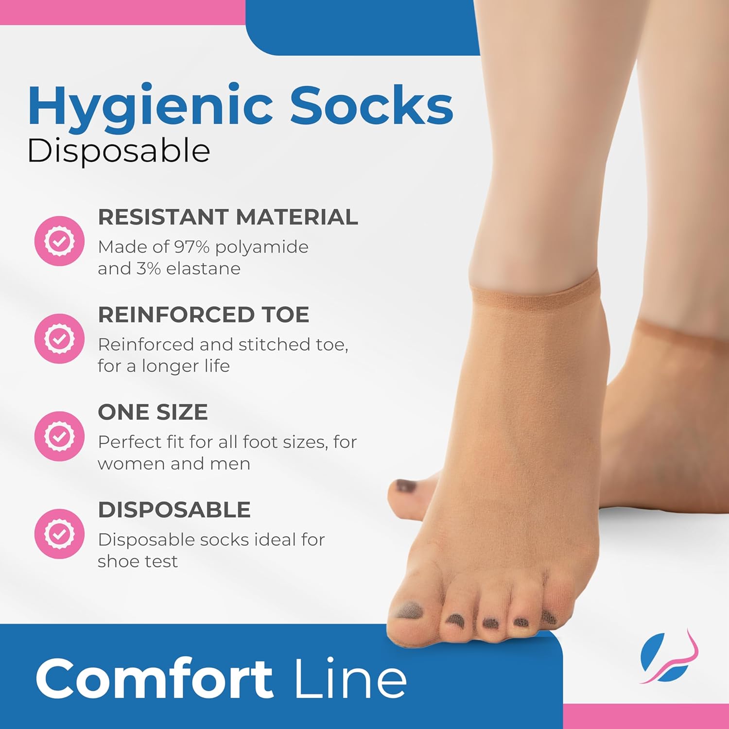 Refill 500pcs Disposable Hygienic Try On Socks, Comfort Line, Unisex, One Size